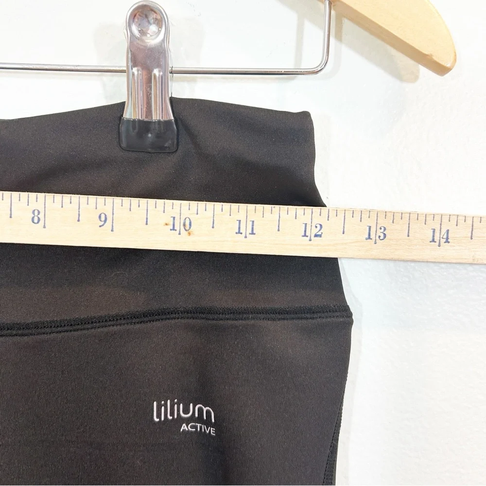 Lillium Active Black Leggings with Mesh Cutout Panels and Wide Waistband Gym